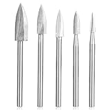 5pcs Utensili per Intaglio del Legno, bssmmai Set di Punte da Trapano per Intaglio del Legno, 3/4/5/6/8 mm, con Gambo da 1/8', montaggio universale per la lavorazione del legno fai da te, incisione