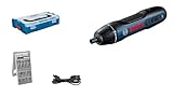 Bosch Professional Avvitatore A Batteria Bosch GO, Incl. Set Di Punte 25 Pz., Cavo Di Ricarica USB, L-BOXX Mini, Amazon Exclusive Set