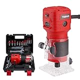 TEENO Rifilatore Fresatrice Verticale 650W 15000-32000 RPM con SCATOLA DI PLASTICA, 6 Velocità Variabili, Legno Rifilatrice Elettrica Con 12 pezzi 1/4 Fresatura Cuter e Mandrino 6.35mm