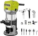 Fresatrice Rifilatore, DEWINNER Router di legno elettrico 710W 13000-33000 giri / min, 6 velocità variabili, 3 pinze da 1/4'', 6mm e 8mm, laminatore professionale con accessori