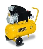 ABAC Compressore d'Aria POLE POSITION B20 BASELINE, Compressore Aria 24 Litri, Doppio Manometro, Pressione Massima 8 Bar, Lubrificato ad olio, Ruote per Trasporto, Potenza 2 CV