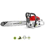 GREENCUT GS620X - Motosega a benzina con motore a 2 tempi 62cc da 3,8 CV con lama da 20'', Easy-Start, sistema antivibrazioni, tecnologia TRU-SHARP