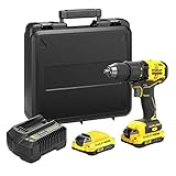 STANLEY FATMAX SFMCD710D2K-QW - TRAPANO CACCIAVITE SENZA SPAZZOLE AGLI IONI DI LITIO V20 DA 18 V CON 2 BATTERIE DA 2 Ah, CARICABATTERIE E CUSTODIA