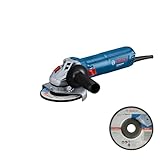 Bosch Professional Smerigliatrice angolare a filo GWS 12-125 (Ø disco: 125 mm, 1200 W potenza, protez. riavvio accidentale, incl. mola sbavo, cuffia protez., dado serraggio, impugnatura suppl. stand.)