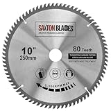 Saxton TCT Lama per sega circolare, 250 x 30 mm x 80 denti, per Bosch Makita, ecc, si adatta anche a seghe da 255 mm