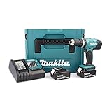 Makita DHP453RFJ Trapano avvitatore con percussione 2x18V 3Ah Li-ion + valigetta Makpac + caricabatterie, Nro/Verde