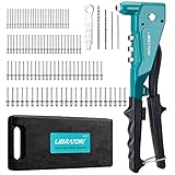 Libraton Rivettatrice Manuale Professionale, Pistola per Rivetti Manuale per Rivetti Inserti, 4 in 1 Tenaglia per rivetti a strappo con 100 Alluminio Rivetti e 4 trapano HSS