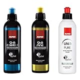 RUPES DA Coarse + Rupes DA Fine Pasta Lucidante + Rupes UNO Pure (3 x 250 ml) Sistema di lucidatura a 3 fasi