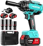 AOSTOK Avvitatore a Impulsi, (ioni di litio, batteria grande 21V 8000 mAh, 800 Nm, cambio a 3 velocità, motore brushless, caricabatterie rapido) Avvitatore a Percussione Cordless Impact Wrench