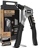 KLRStec® Pinze professionali per rivetti inclusi 120 rivetti e 4 perforatori HSS - Tenaglia per rivetti a strappo di alta qualità per lavorare con i rivetti ciechi